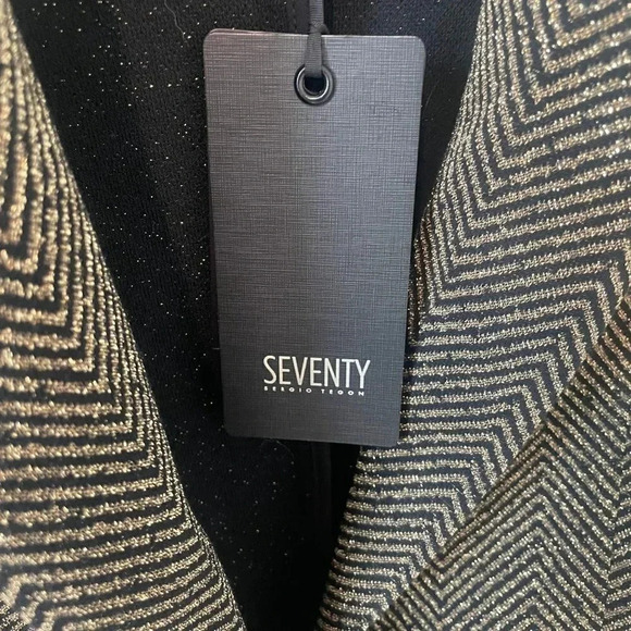 Seventy Sergio Tegon New Gold Striped Blazer Womens Black Size Medium NWT - Picture 5 of 11